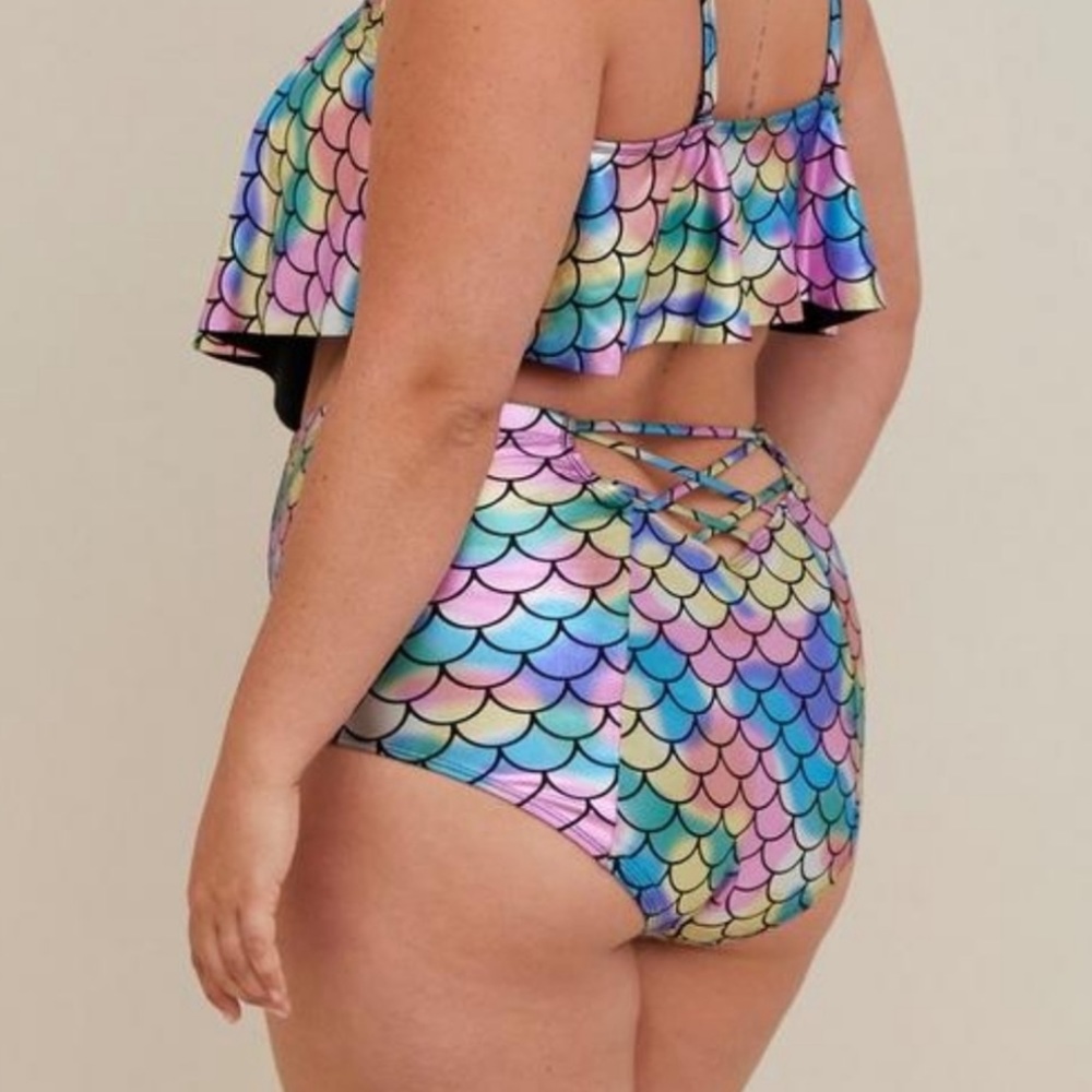 Torrid Metallic Mermaid High Waisted Bikini Bottoms Sz.‎ 0 (L/12) NWT
